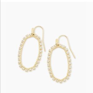 Elle Open Frame Crystal Drop Earrings in Gold